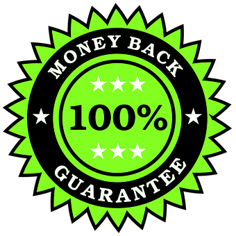 100 Percent Money Back Guarantee Seal