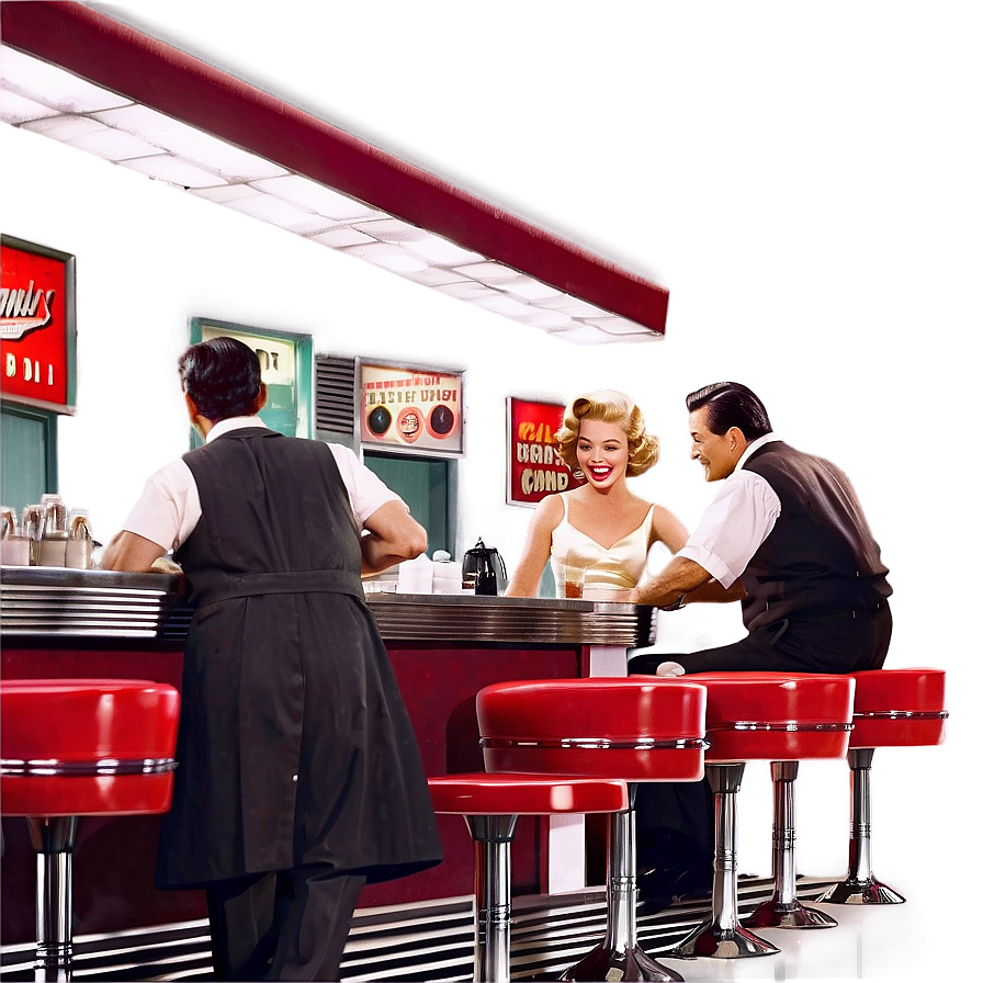 1950s Classic Diner Scene Png 97