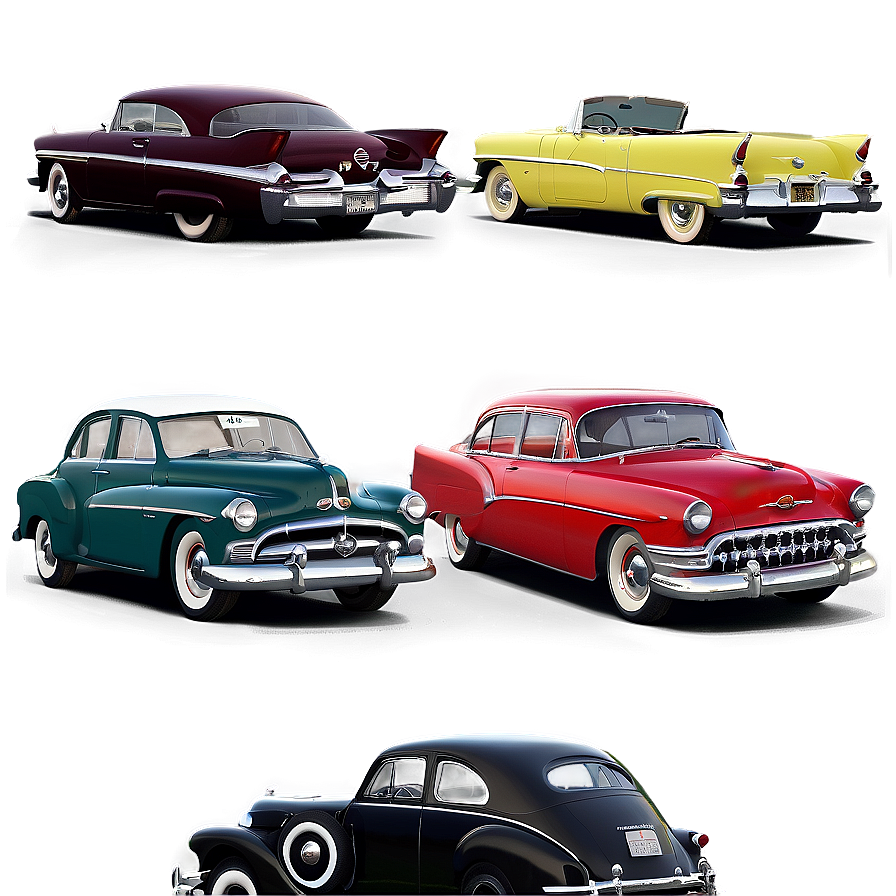 1950s Vintage Cars Collection Png Hdk78