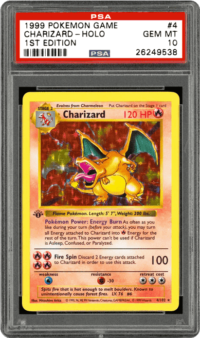 1999 First Edition Charizard Holo P S A G E M M T10