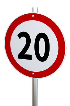 20 M P H Speed Limit Sign