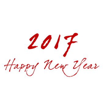 2017 Happy New Year Red Text Black Background