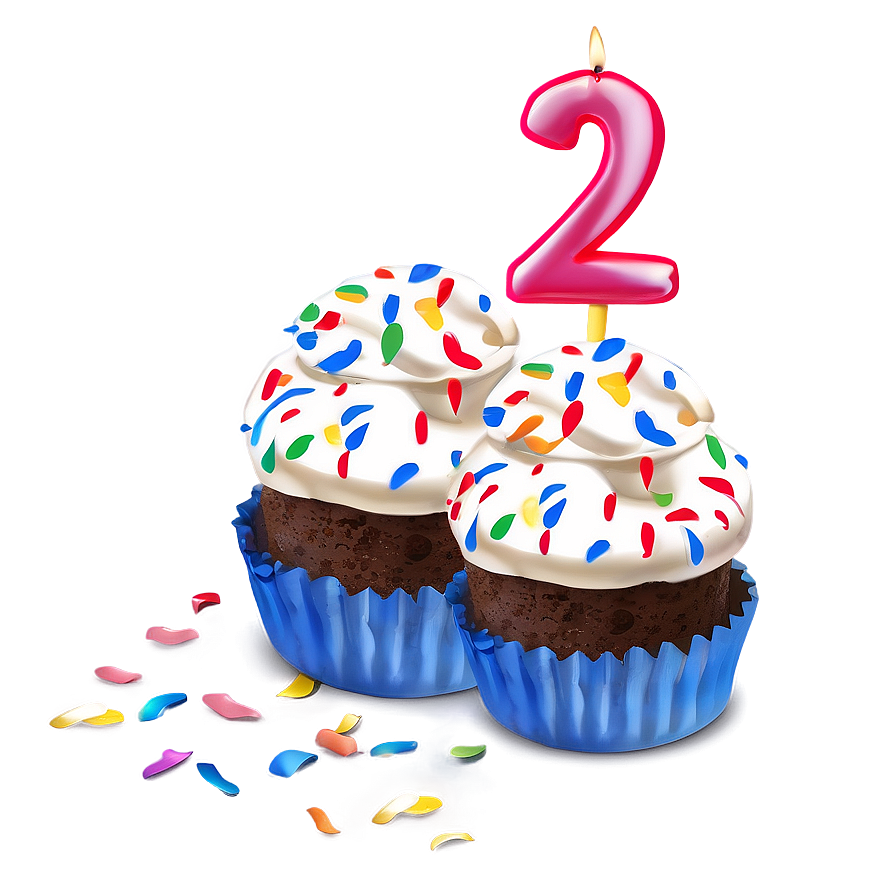 2nd Birthday Cupcake Design Png Ujc10