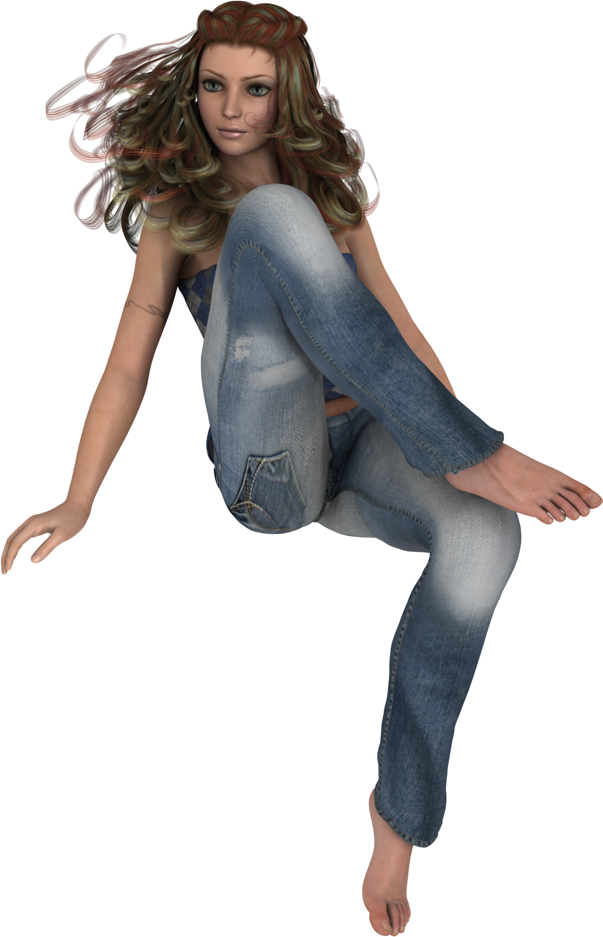 3 D Animated Female Characterin Jeans