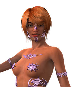 3 D Animated Womanwith Tribal Markings