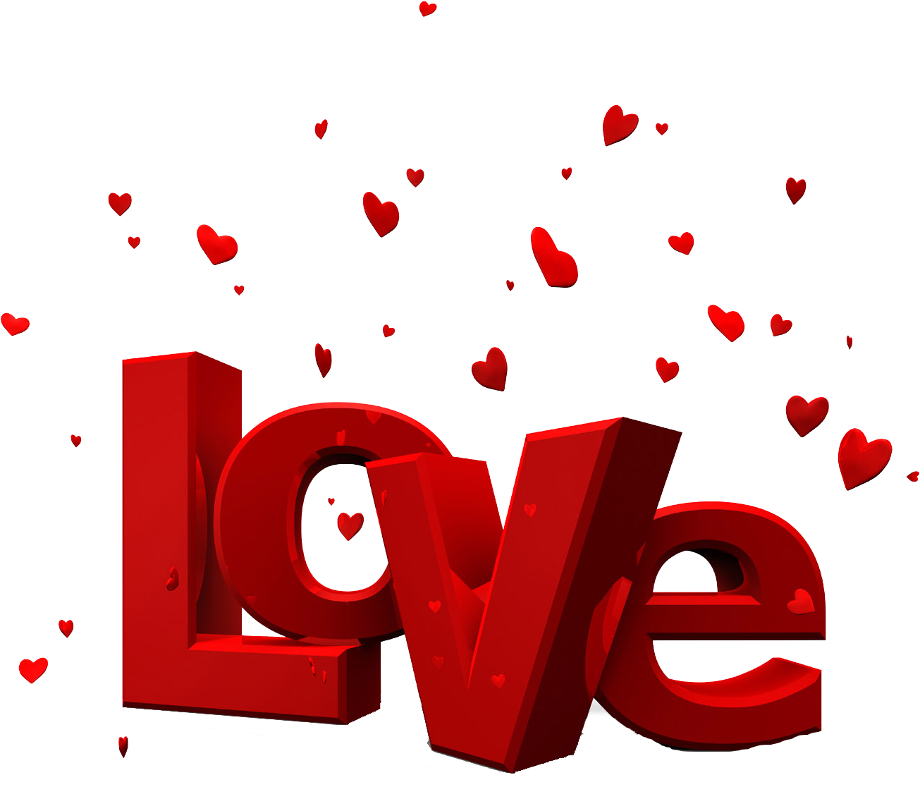 3 D Love Text Hearts Background