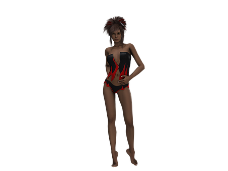 3 D Model Female Characterin Swimsuit