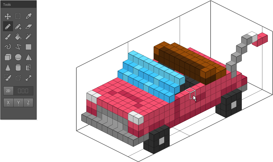 3 D Pixel Art Car Design