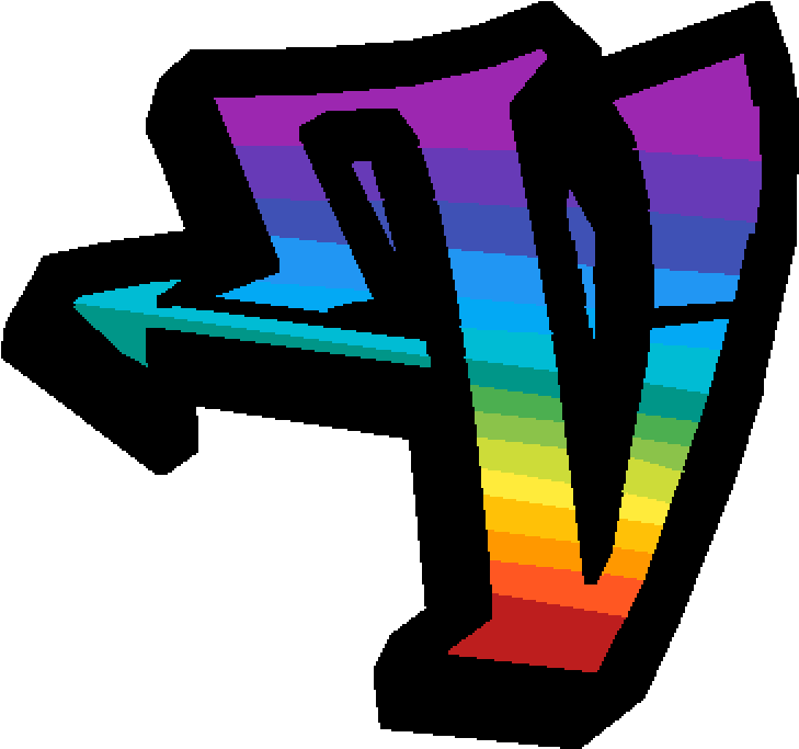 3 D Rainbow Gradient Letter V