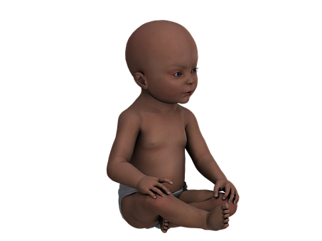 3 D Rendered Baby Sitting In Darkness