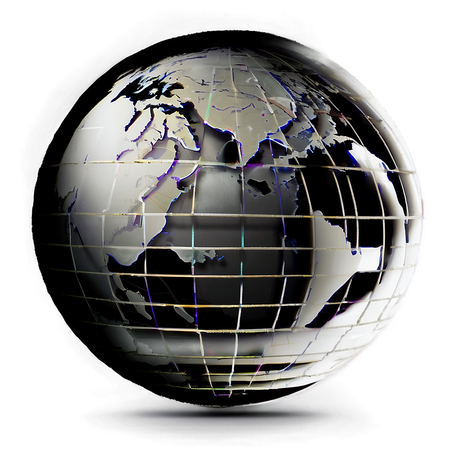 3d Black And White Globe Png 06282024