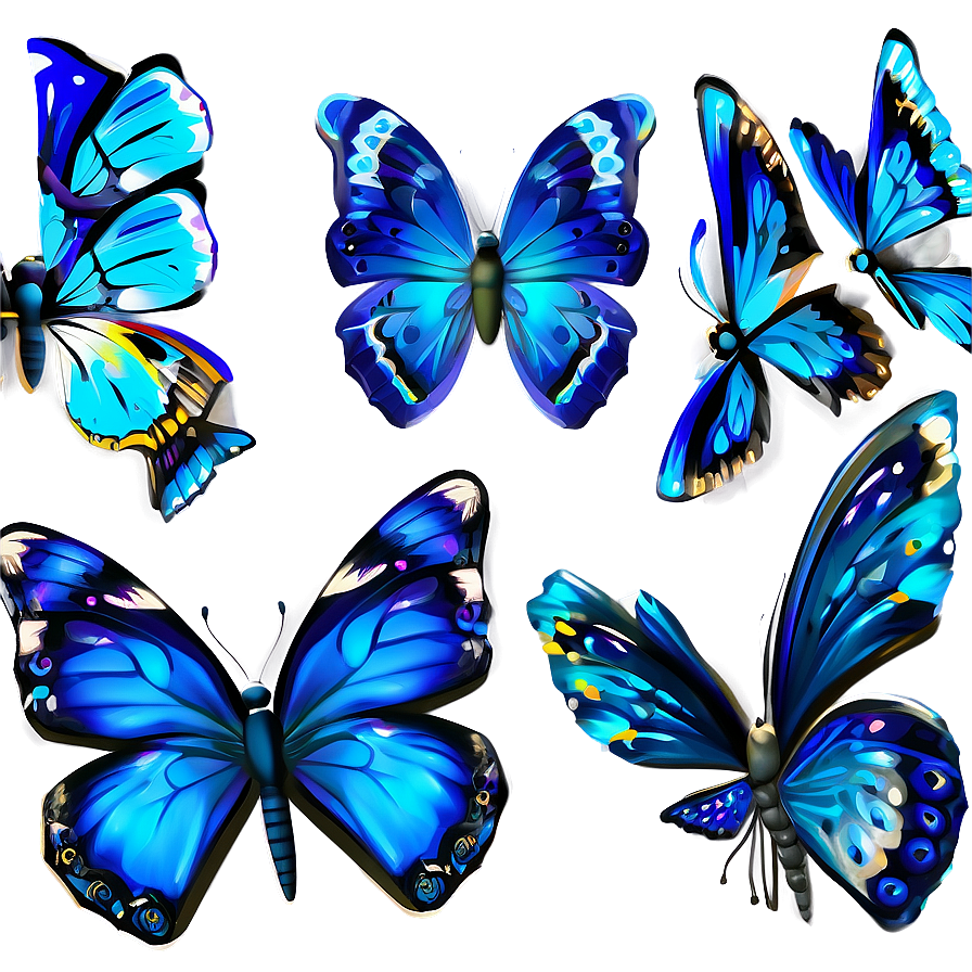 3d Blue Butterflies Png 13