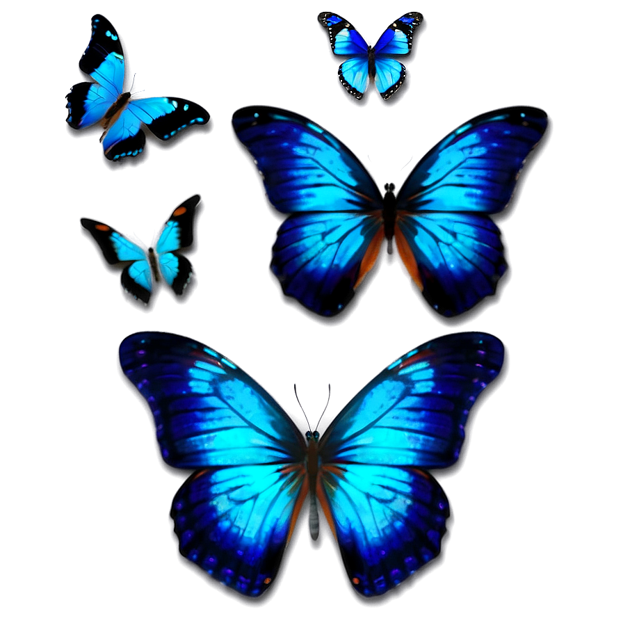 3d Blue Butterflies Png Jbq