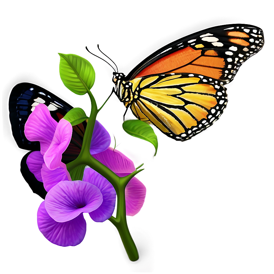 3d Butterfly On Flower Png Ibq