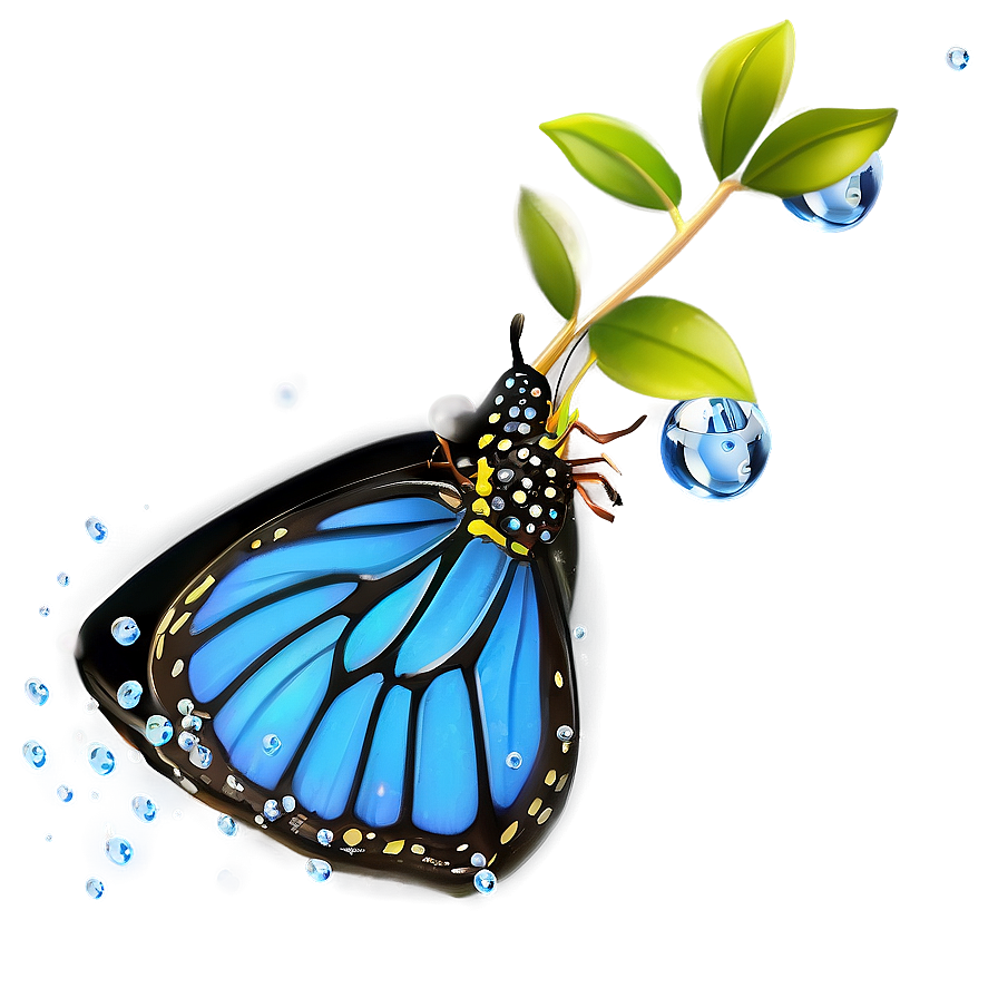 3d Butterfly With Dew Drops Png 4