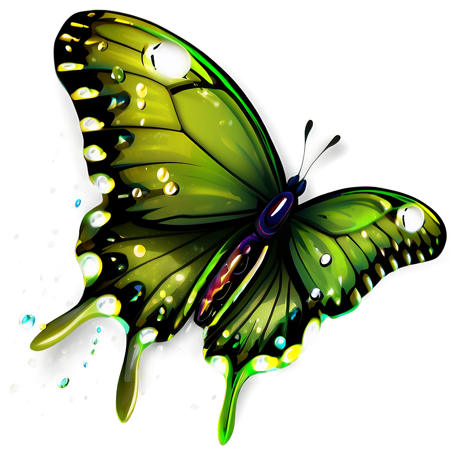 3d Butterfly With Dew Drops Png 88