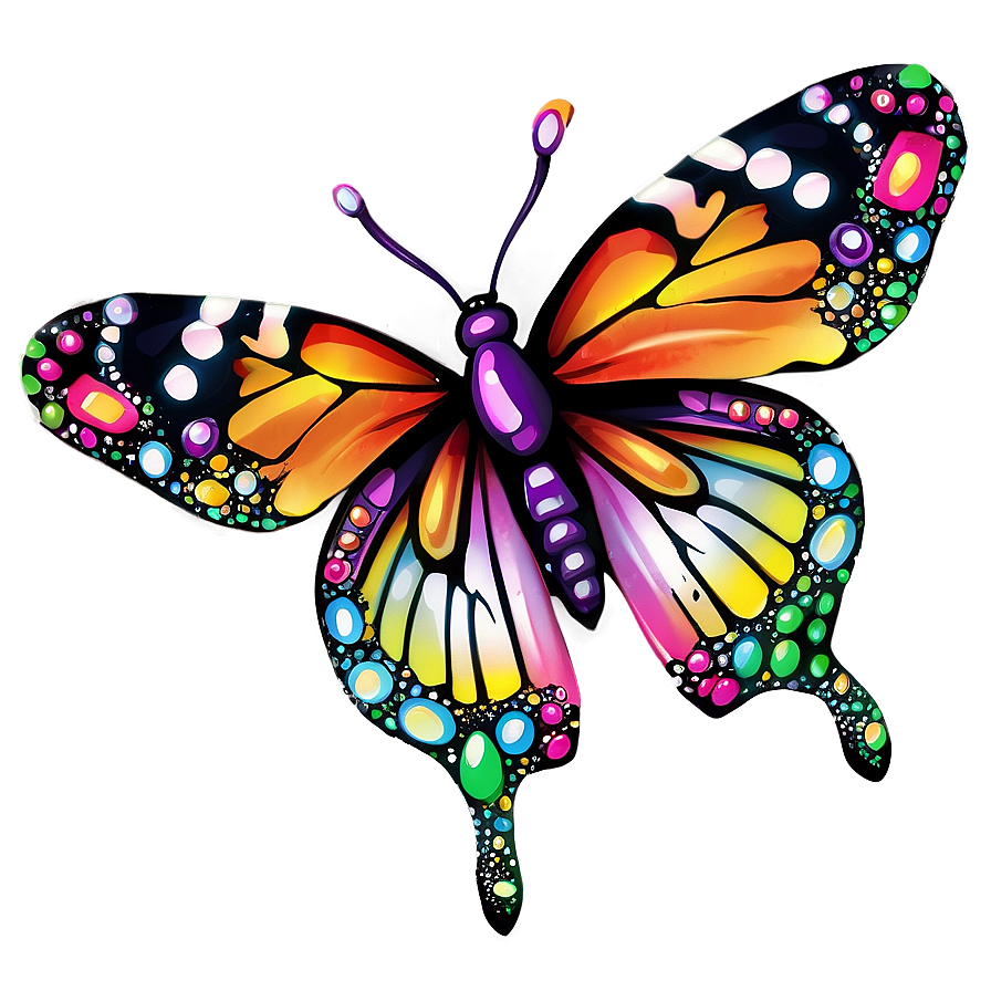 3d Butterfly With Dew Drops Png Ngk