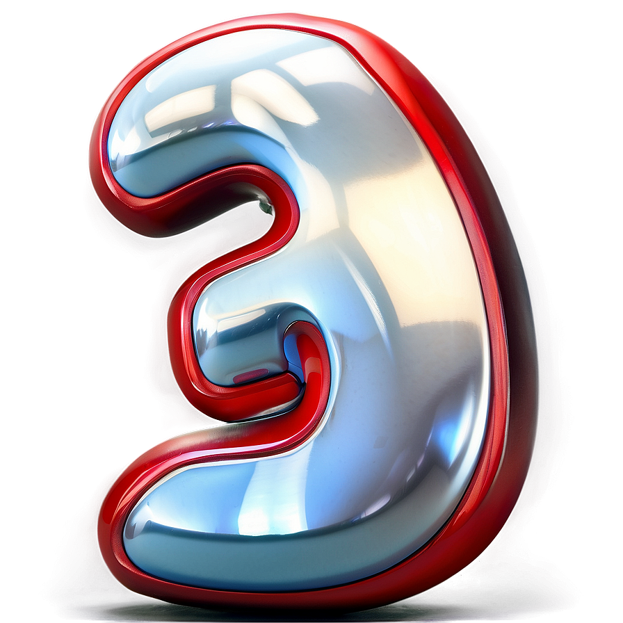 3d Number 3 Red Png Shs