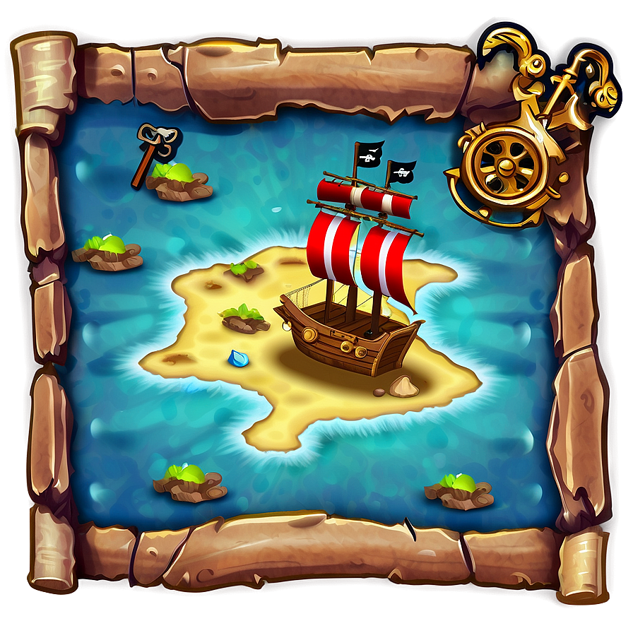 3d Pirate Treasure Map Png Kky26