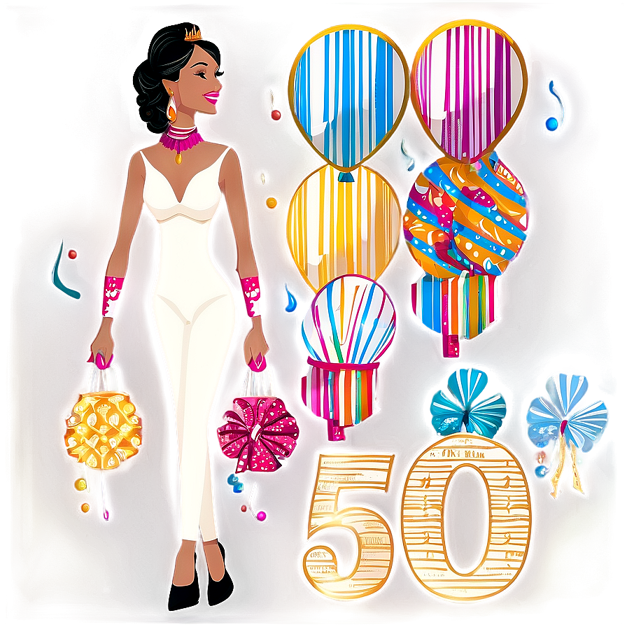 50th Birthday Festive Elegance Png Emv