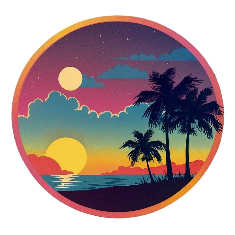 70s Retro Sunset Aesthetic Png 06252024