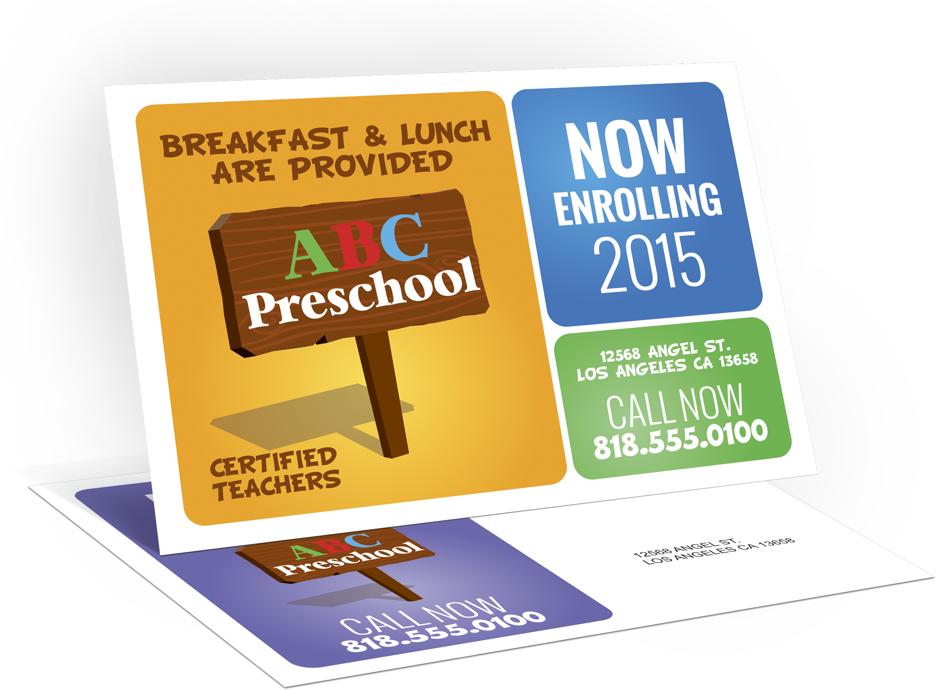 A B C Preschool Enrollment Postcard