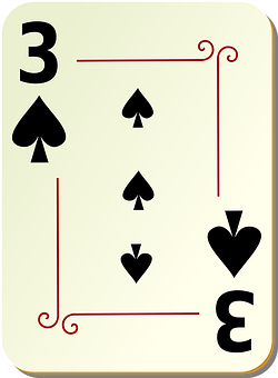 A Playing Card With A Number Of Spades And Three