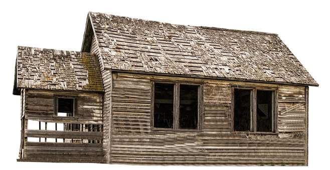 Abandoned_ Wooden_ House_ Isolated_ Background