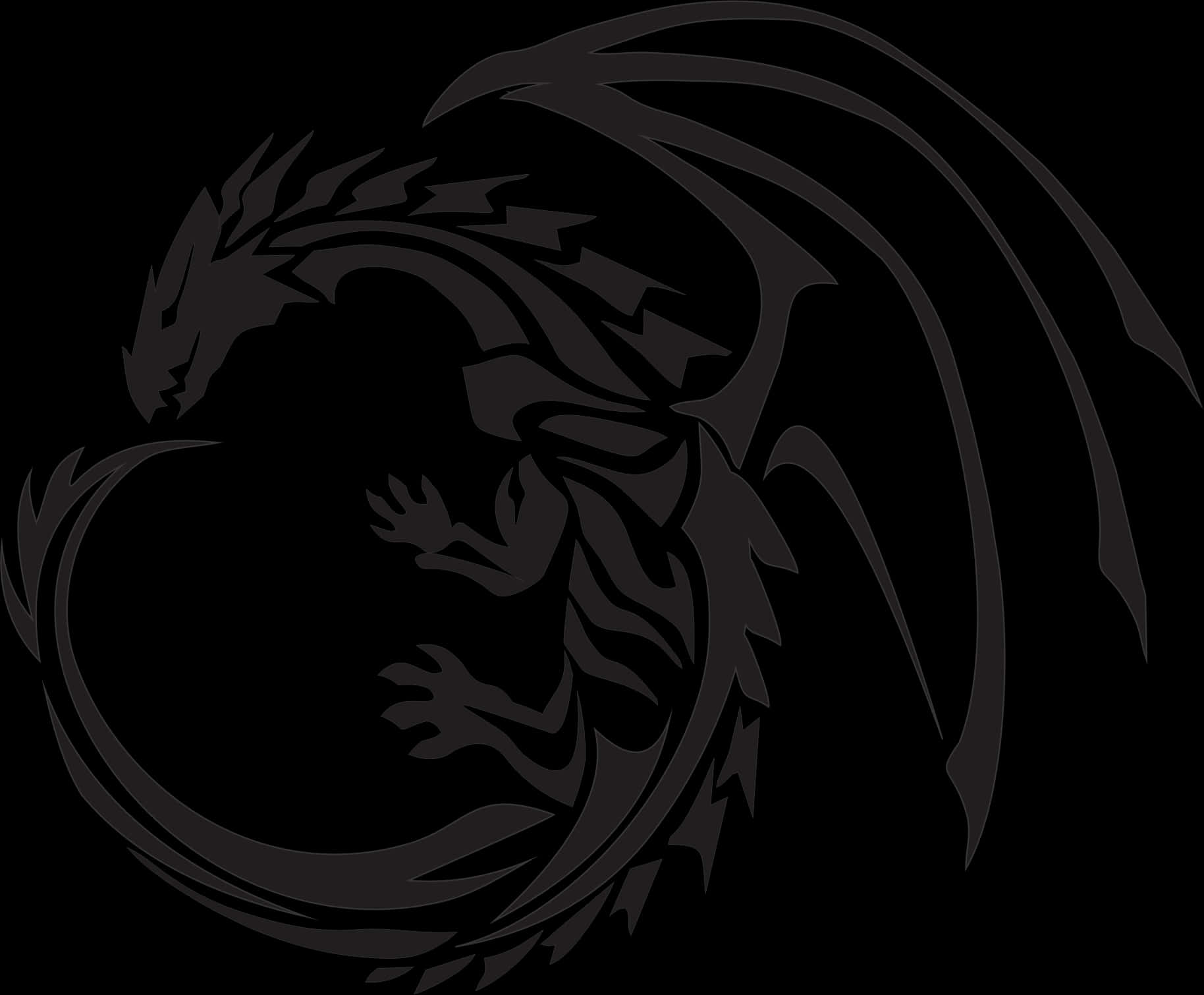 Abstract Black Dragon Silhouette