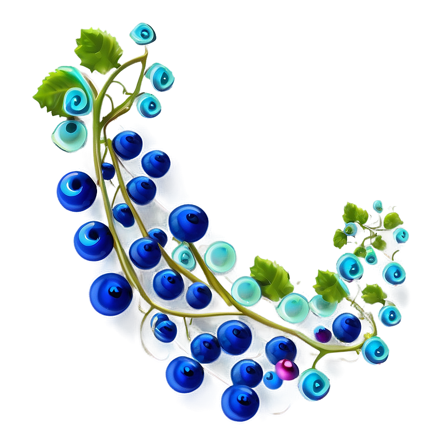 Abstract Blue Berries Vine Art