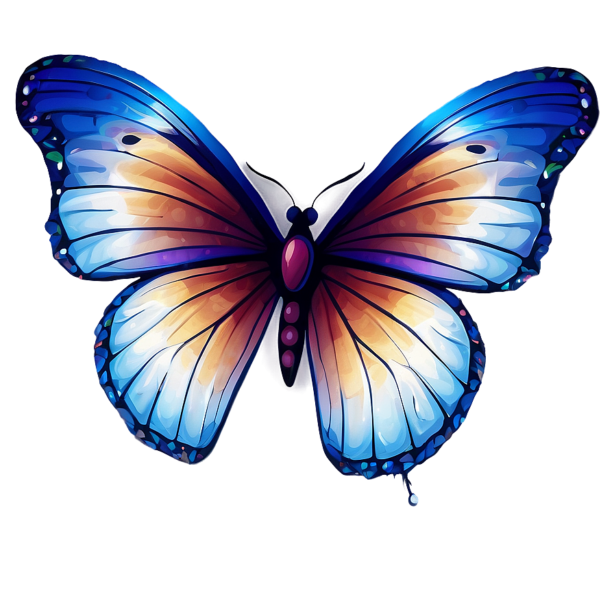 Abstract Blue Butterfly Artwork Png 28