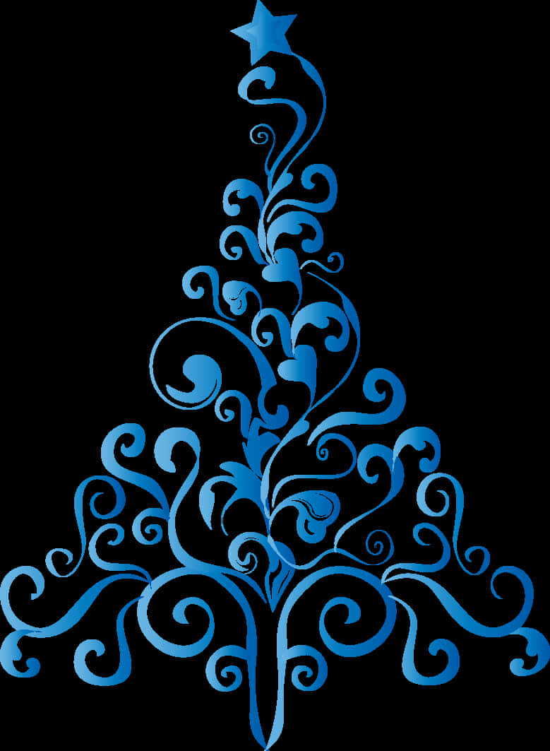 Abstract Blue Christmas Tree Art