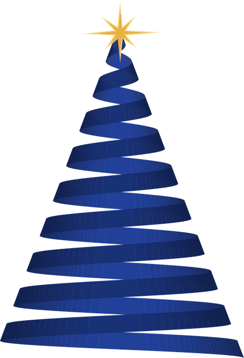 Abstract Blue Christmas Treewith Golden Star