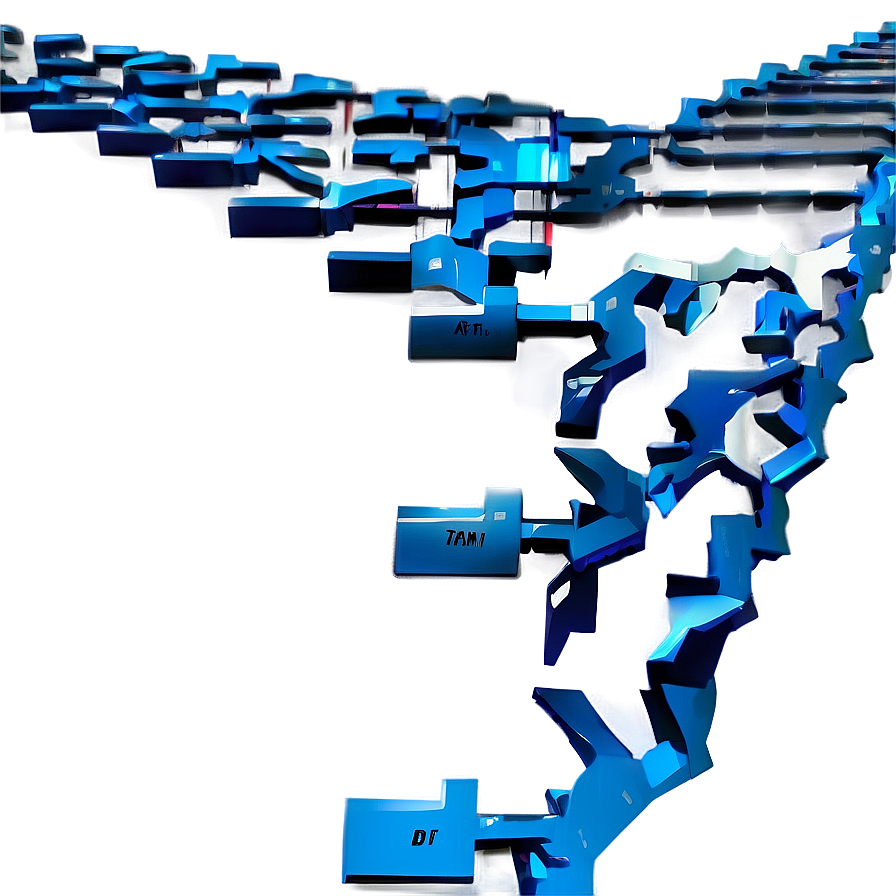 Abstract Blue Fragmented Structure