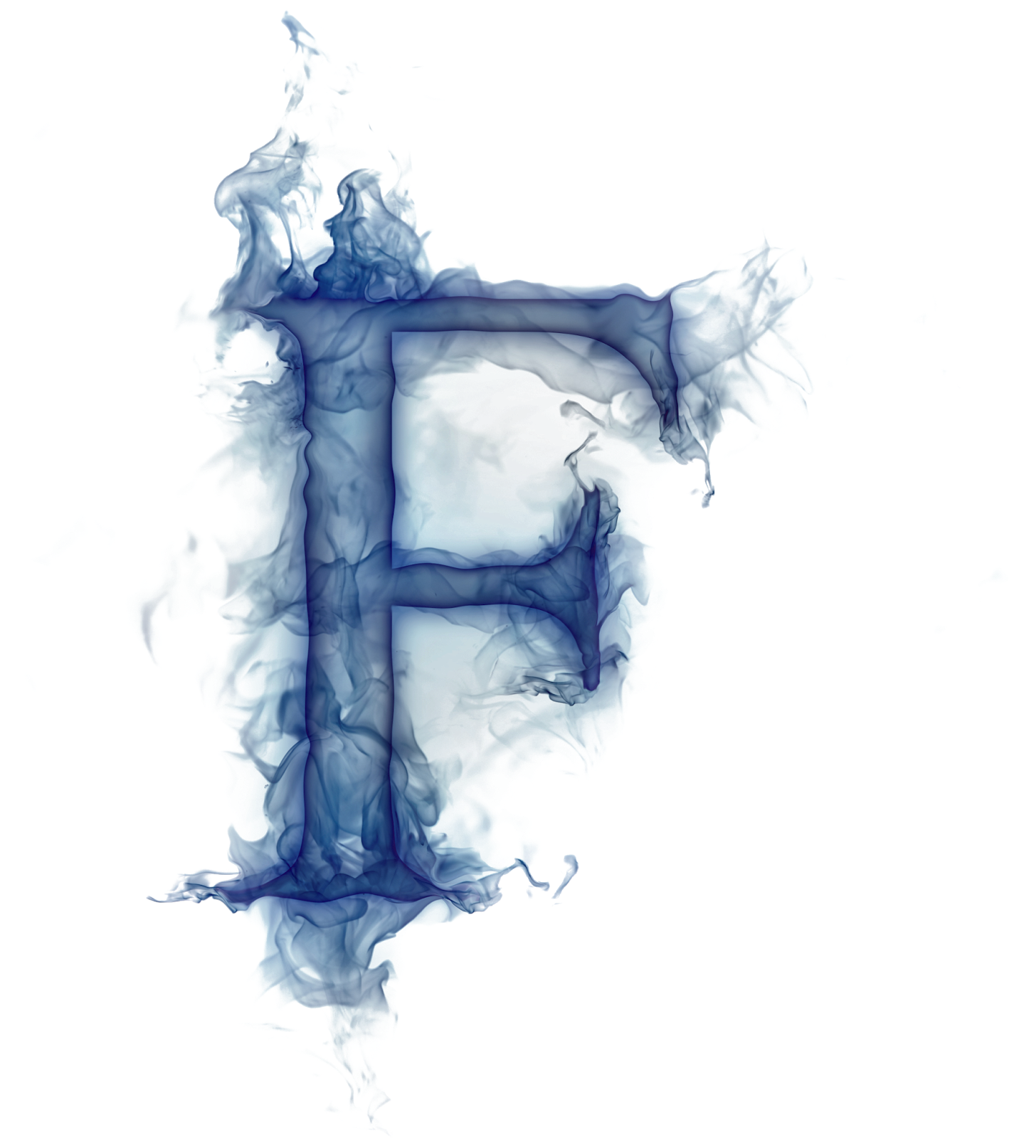 Abstract Blue Ink Letter F