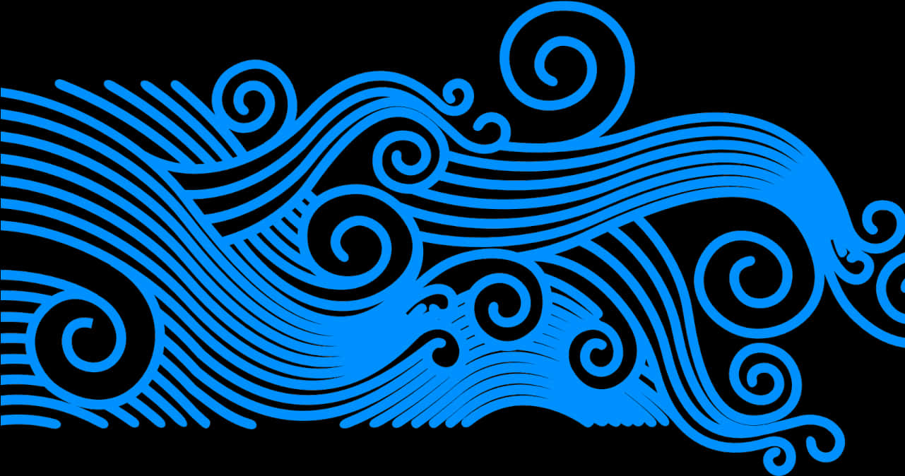 Abstract Blue Ocean Waves Graphic