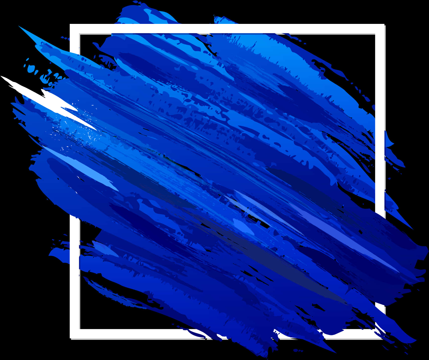 Abstract Blue Paint Brush Stroke Frame