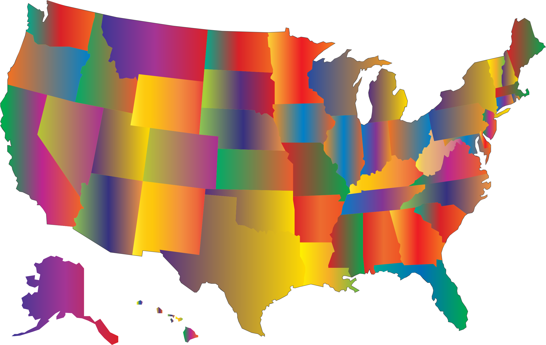 Abstract Colorful U S A Map