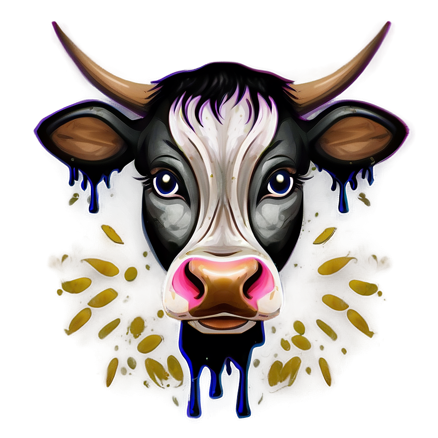 Abstract Cow Face Art Png Cjt37