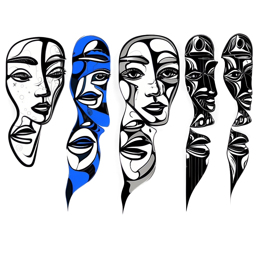 Abstract Faces Line Art Png 06252024