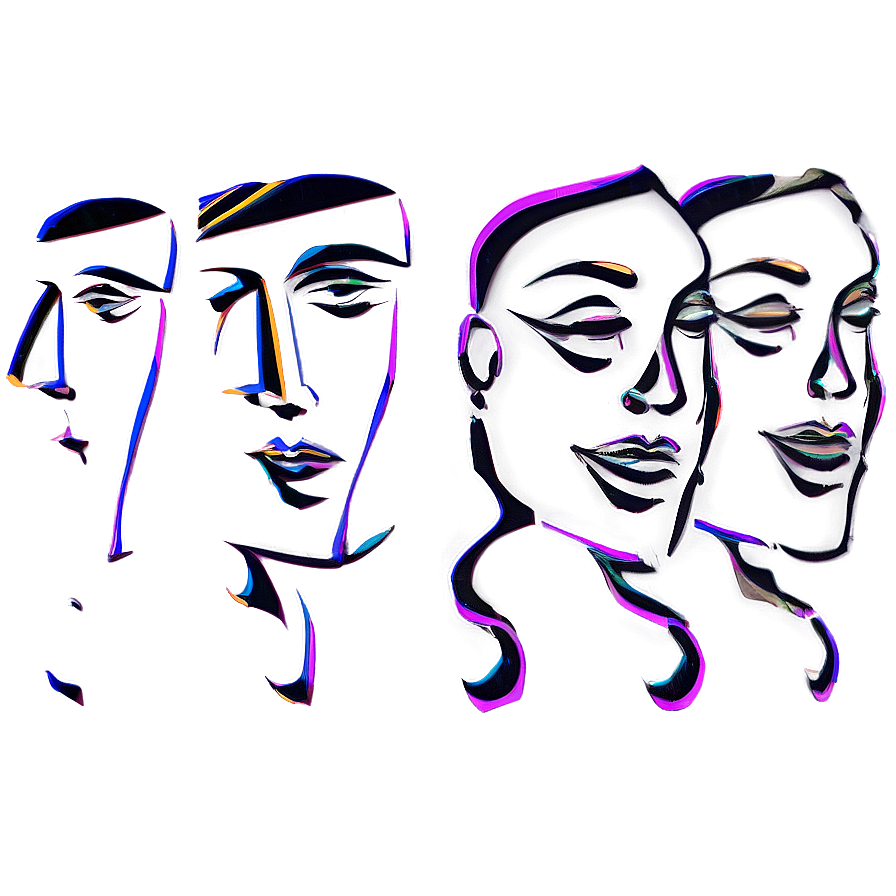 Abstract Faces Line Art Png Hge