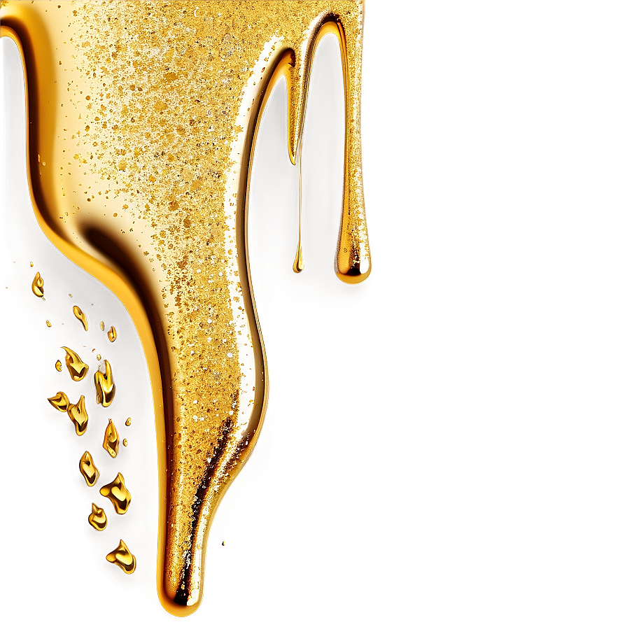 Abstract Gold Glitter Drip Png 06282024