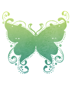 Abstract Green Gradient Butterfly Art