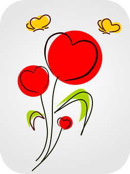 Abstract Heart Flowers Art