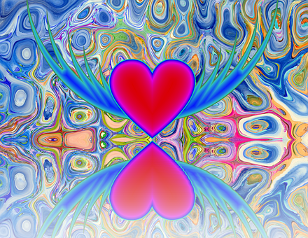 Abstract Heart Reflection Art