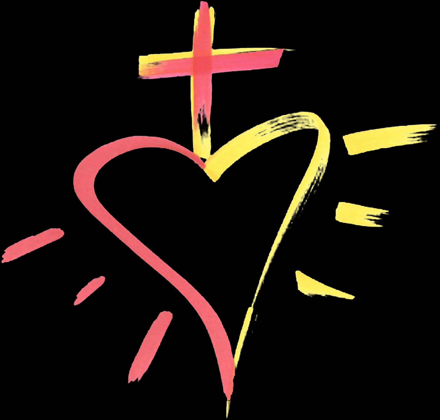 Abstract Heartand Cross Graffiti Art