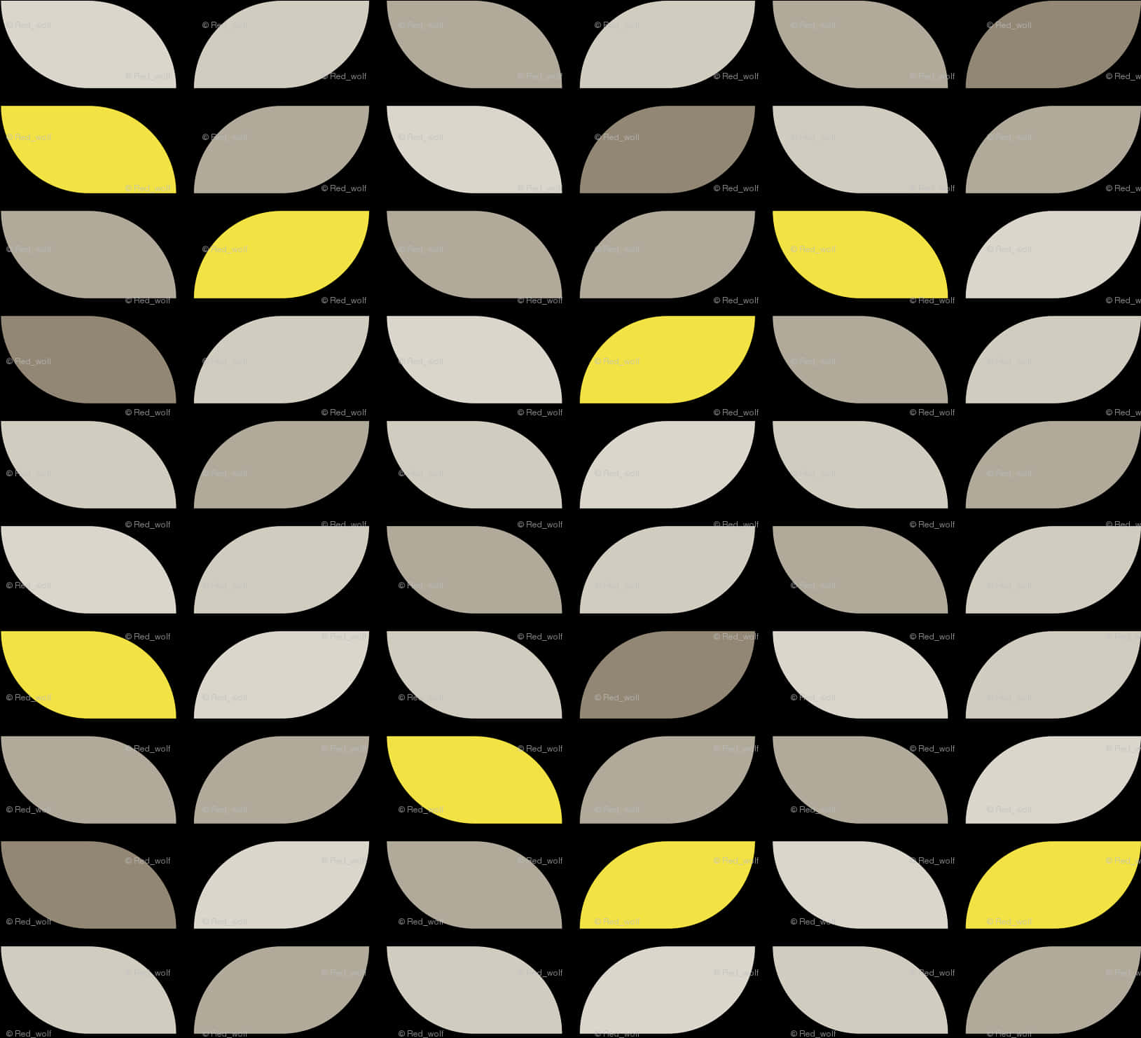 Abstract Leaf Pattern Yellow Accents