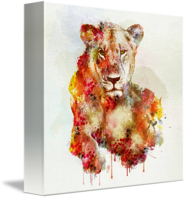 Abstract Lioness Watercolor Art