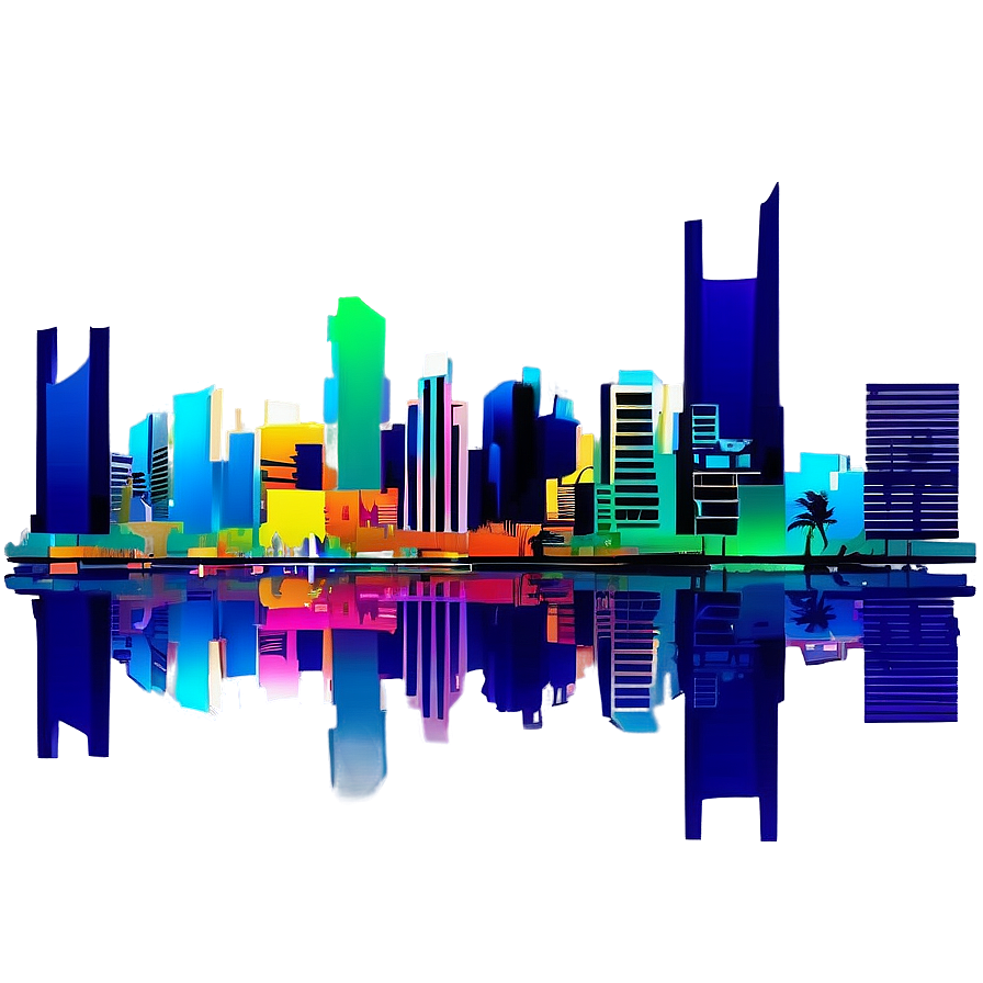 Abstract Miami Skyline Art Png Hqm37