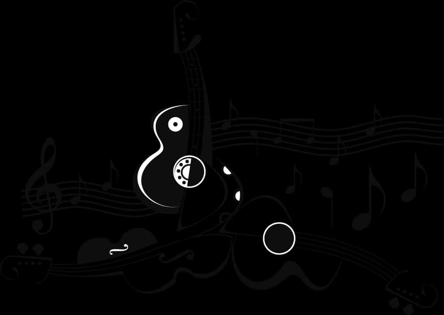 Abstract Musical Composition Black Background